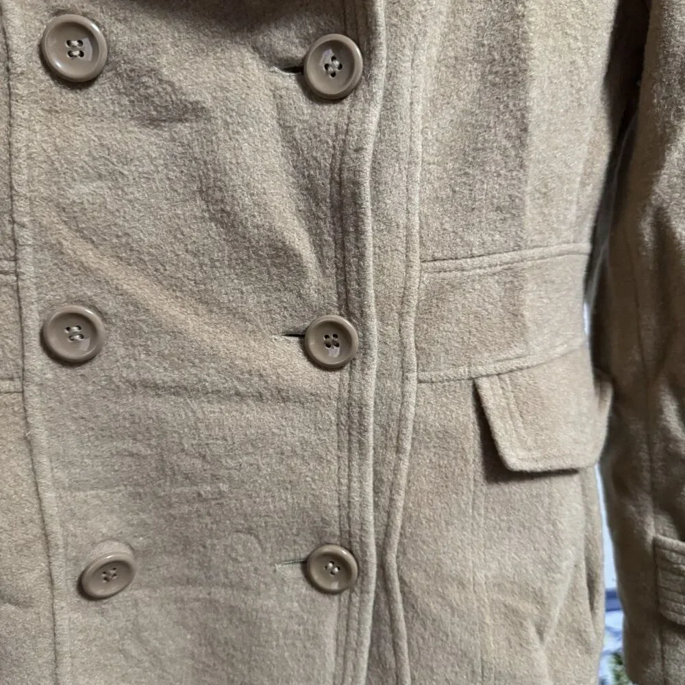 ST. JOHN’S BAY Vintage Wool Peacoat double-breasted Lined‎ Coat Brown Sz Small